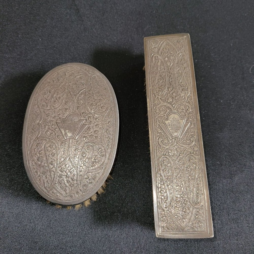 2pc Vintage Silver Hair/Cloth Brushes.